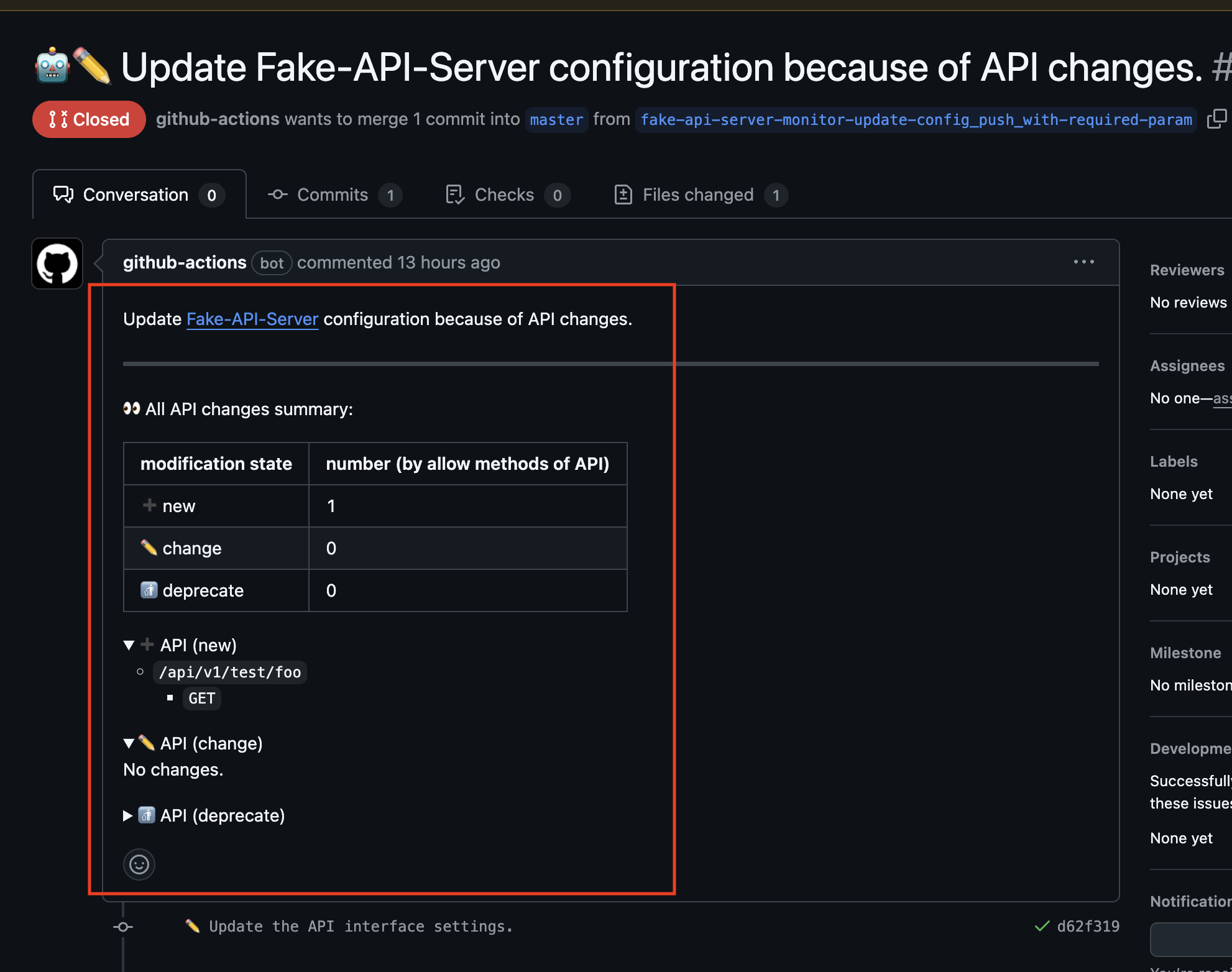 pull request title