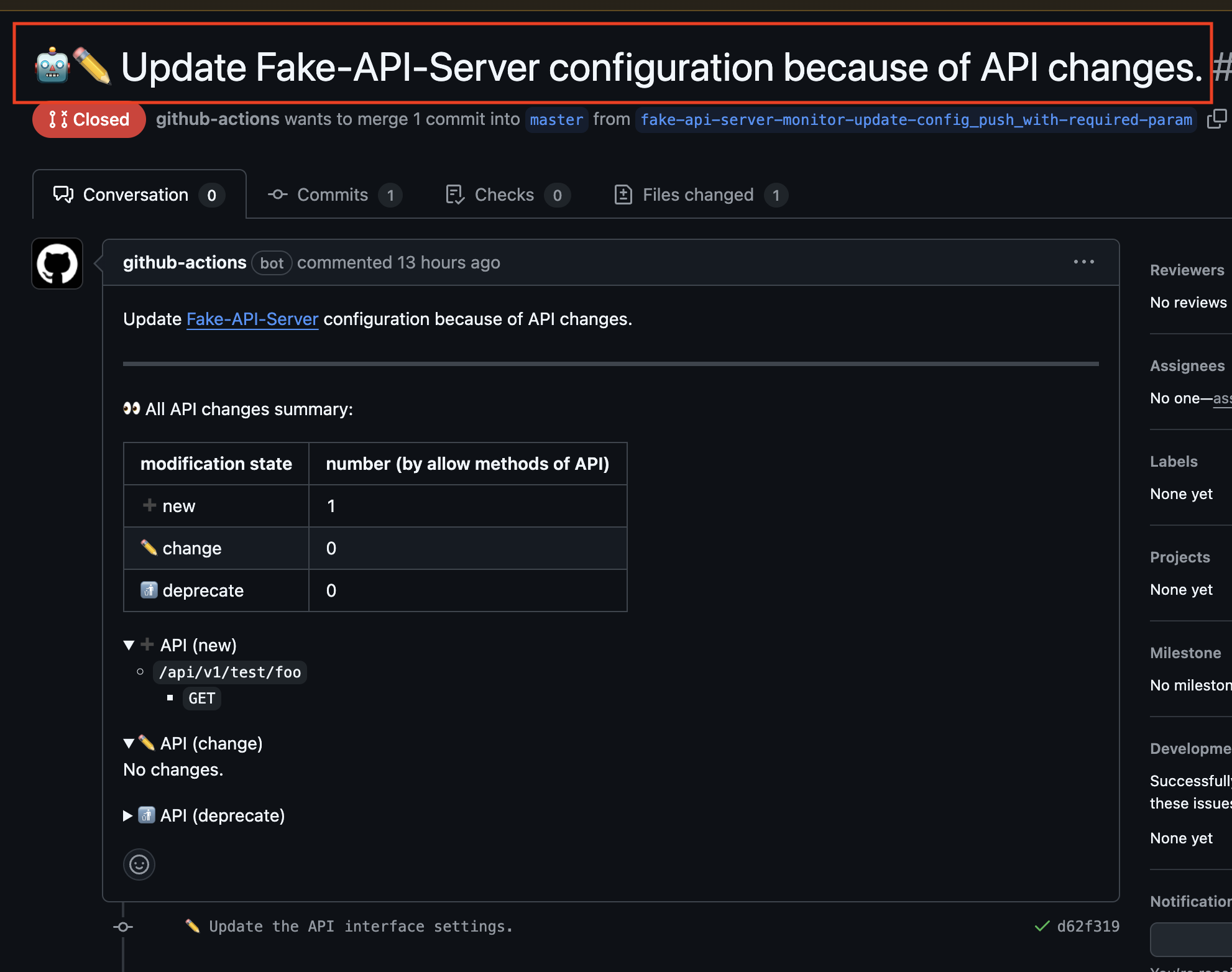 pull request title