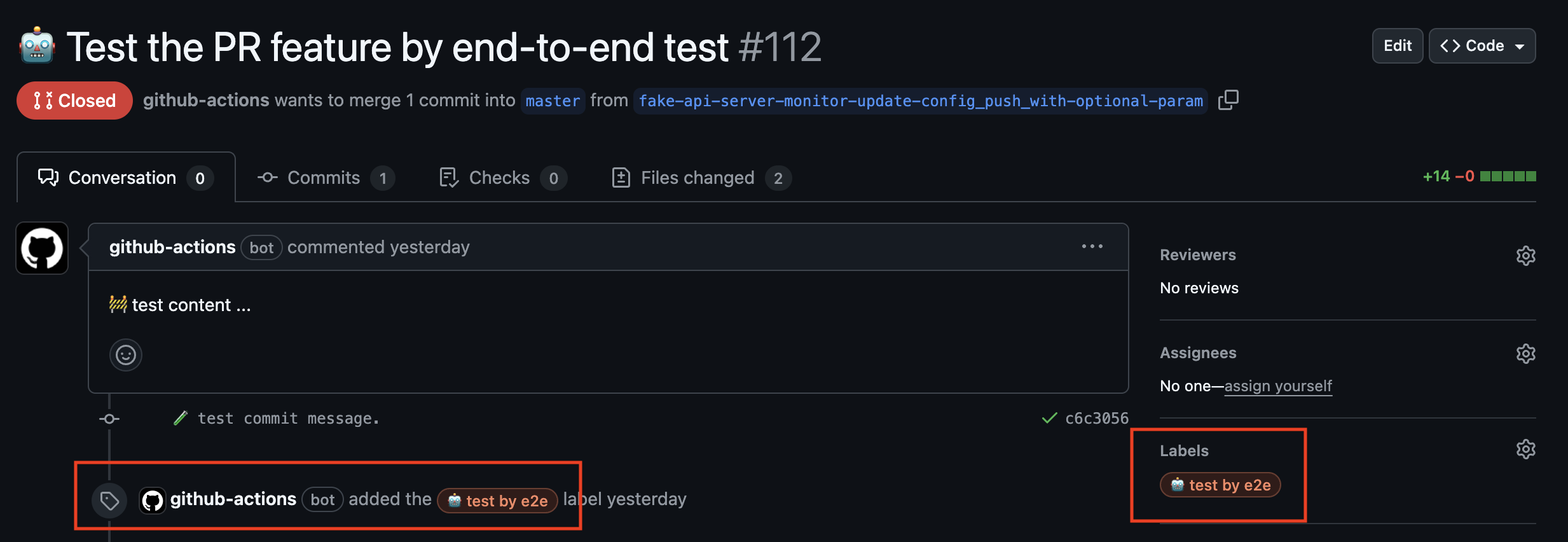 pull request title